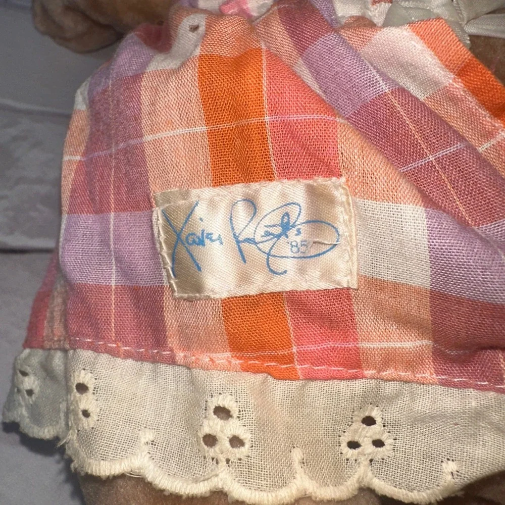 Vintage 1983 Cabbage Patch‎ Kids Koosas Plush Cat Brown Plaid Dress Coleco 80s